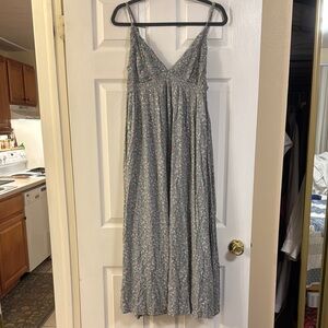 Floral V-Neck Maxi Dress - Blue